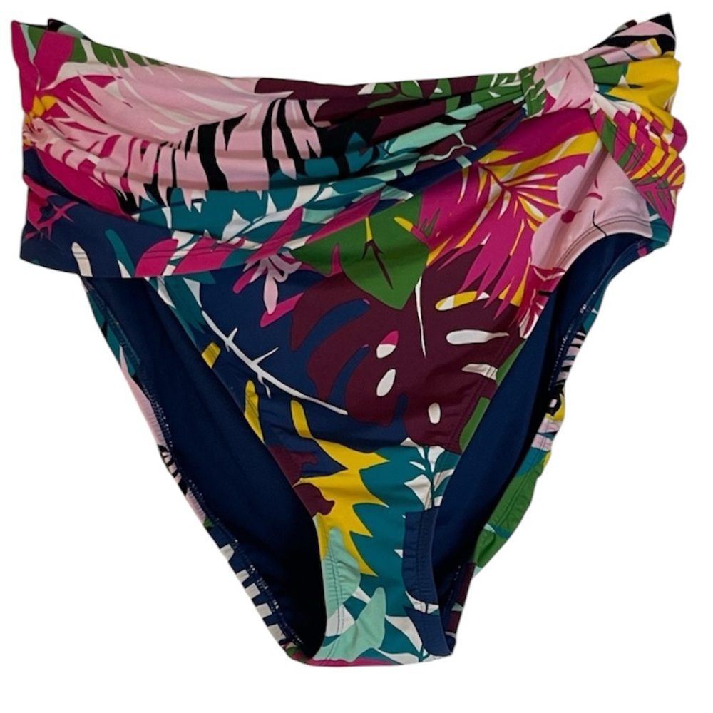 NWT: Bleu Rod Beattie Multicolor Tropical Bikini Bottom Shirt Size 14